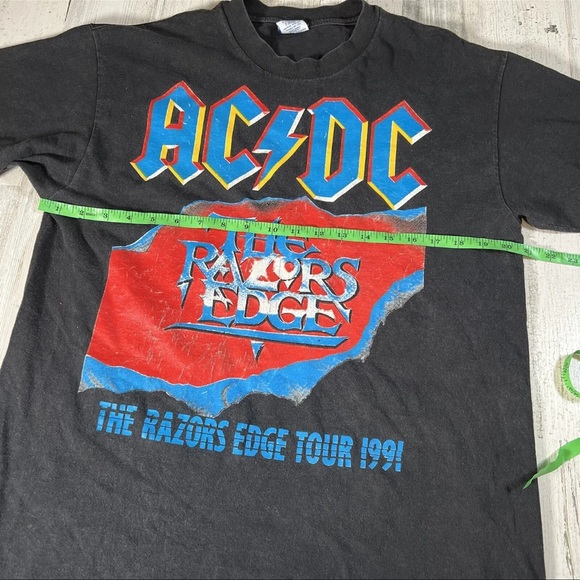 Vintage 1991 AC/DC The Razors Edge Tour T-Shirt Size Large Single Stitch - Picture 7 of 8